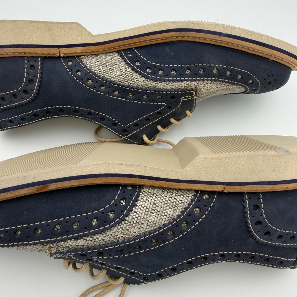 Halogen Wingtip Oxfords Womens 7 Navy Blue Excellent Leather
